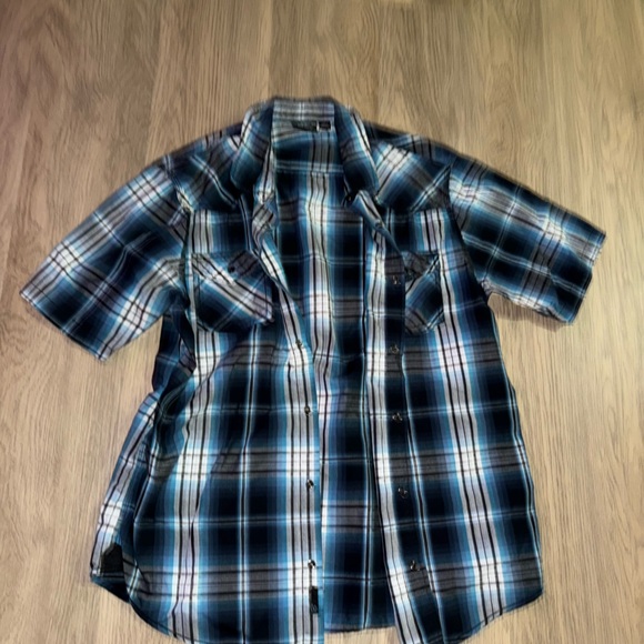 Blue Plaid Button-Up Shirt - Picture 1 of 2